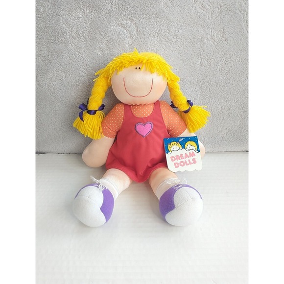 DAKIN Dream Dolls Sassy Brats  Pigtails Red Dress Purple Shoes Vintage‎ Tags - Picture 1 of 11